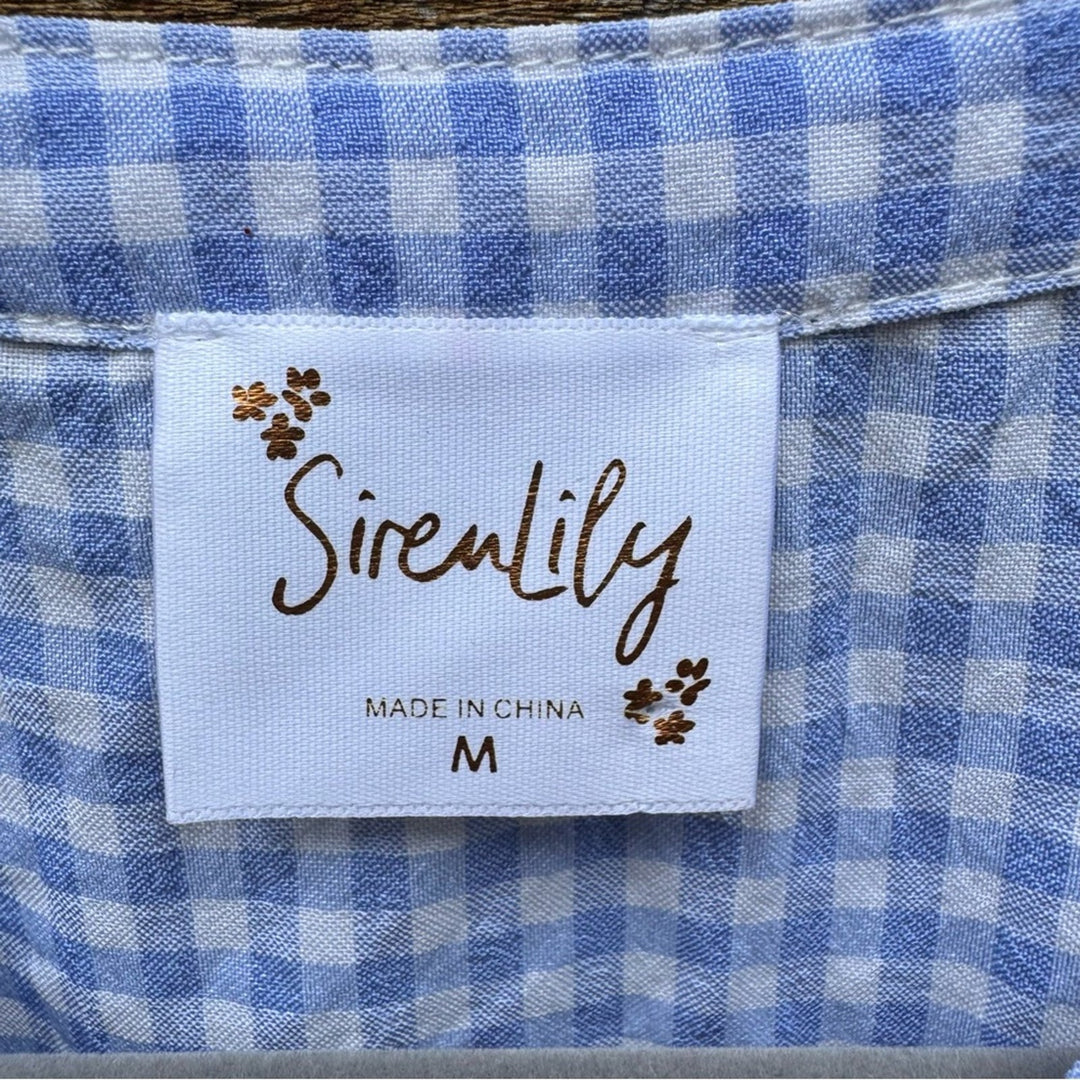 NWT New Sirenlily Womens Medium Gingham Sleeveless Front Button A Line Dress
