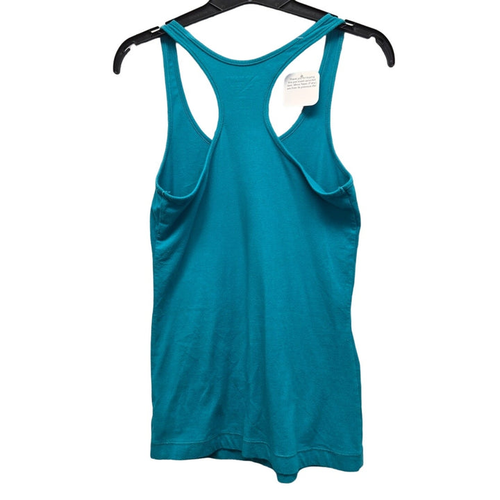Hand Printed Upcycled Womens Small Cotton Spandex Earth Day Fitted Tank Top
