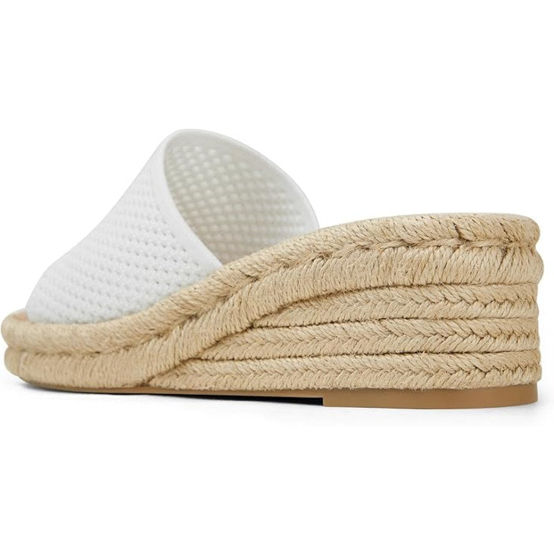 Arromic Womens Size 8.5 White Mesh Tan Wedge Platform Espadrille 2" Heel Sandals