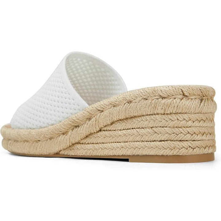 Arromic Womens Size 8.5 White Mesh Tan Wedge Platform Espadrille 2" Heel Sandals