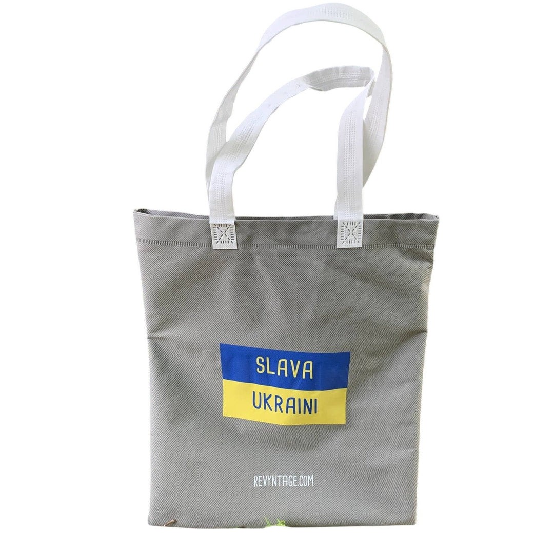 Upcycled Hand Printed Ukraine Flag Pink Robin Bird Slava Ukraini Artist Tote Bag