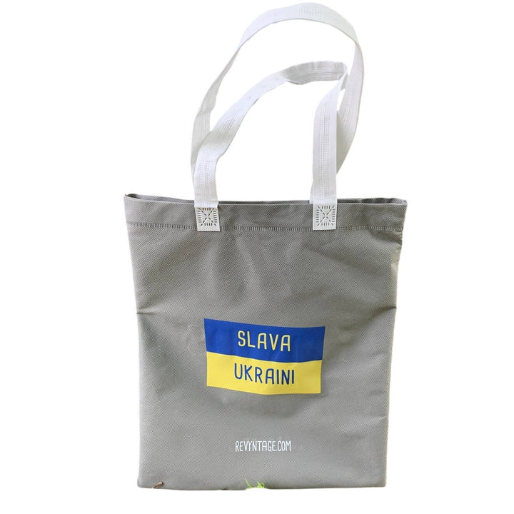 Upcycled Hand Printed Ukraine Flag Pink Robin Bird Slava Ukraini Artist Tote Bag