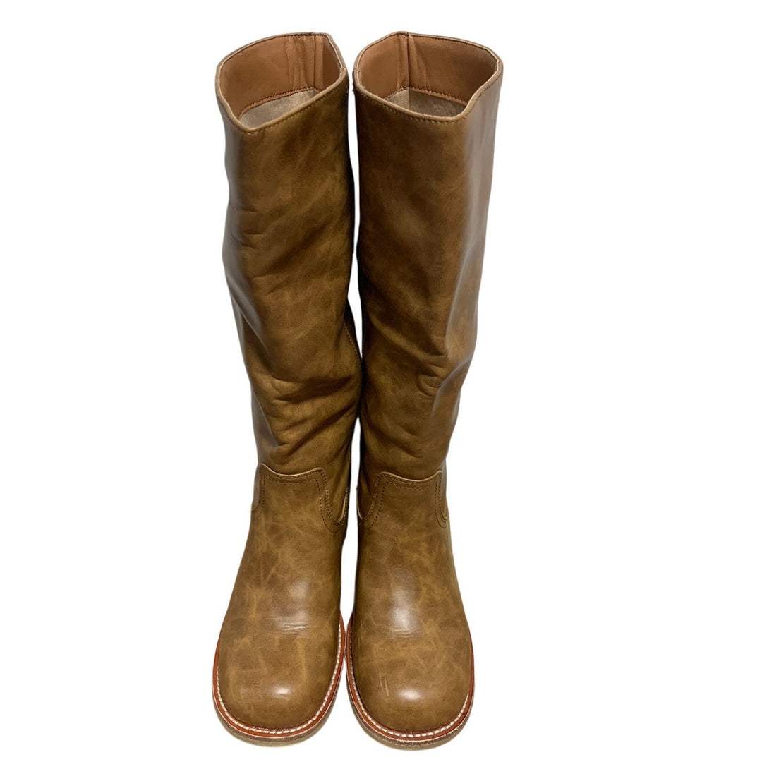 Vbdb Womens Size 6.5 Brown 2" Heel Knee High Boots Closed Round Toe Shoes