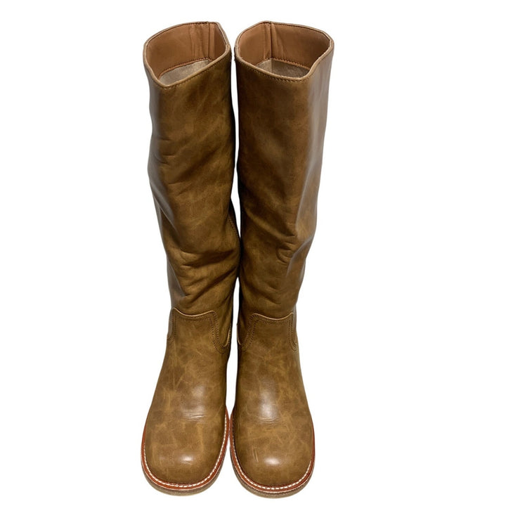 Vbdb Womens Size 6.5 Brown 2" Heel Knee High Boots Closed Round Toe Shoes
