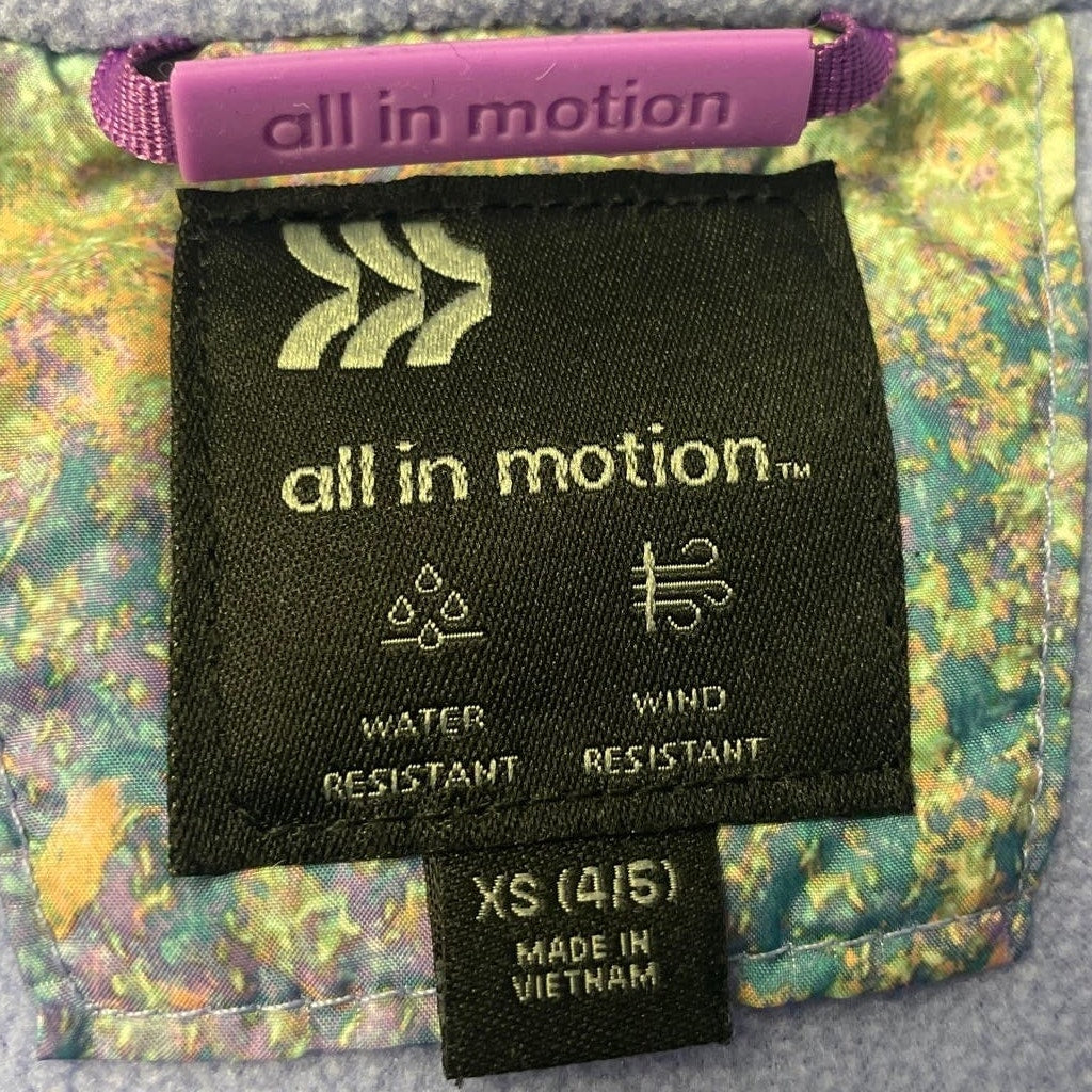 All In Motion Girls Size XS (4/5) Water Wind Resistant Pastel Puffer Coat Jacket