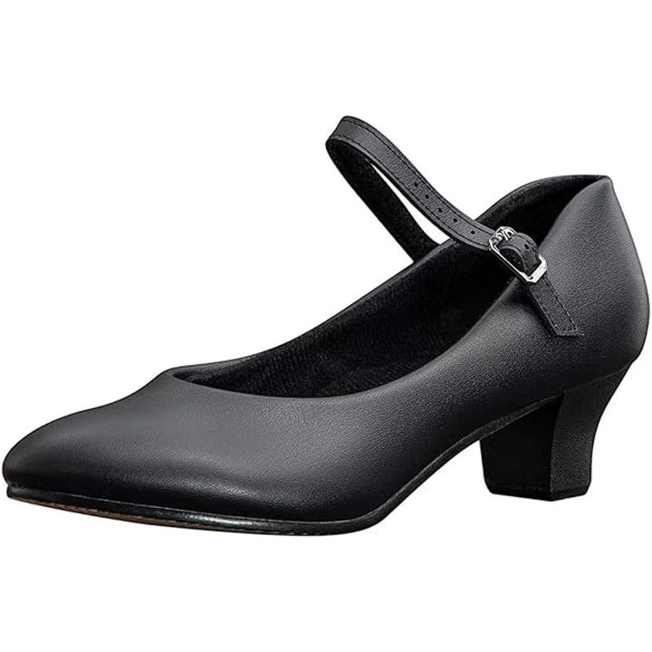 Arcliber Womens Size 8.5 Black Faux Leather 2" Heel Round Toe Stage Dance Shoes