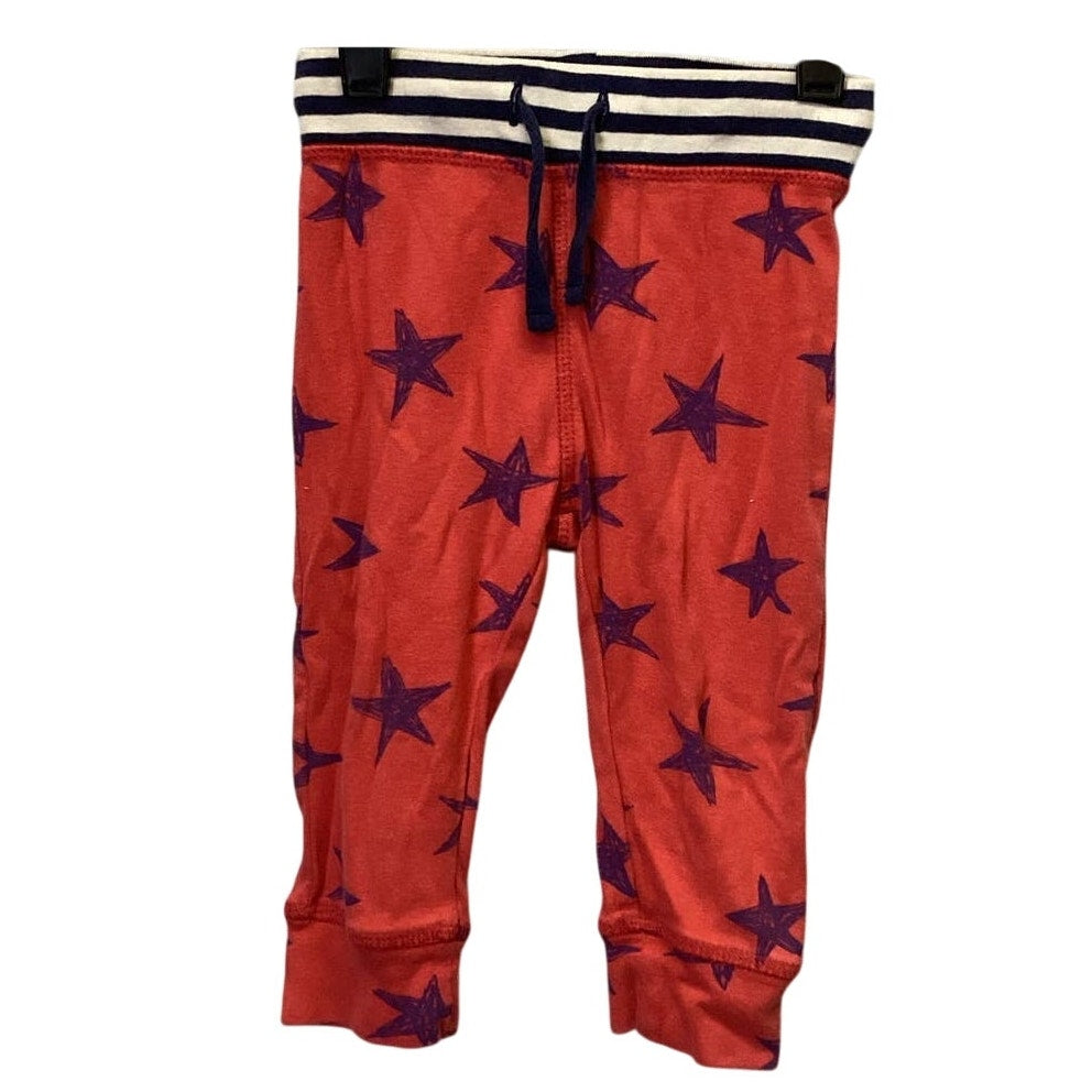 Baby Boden 12-18 Months 100% Cotton Unisex Red Drawstring Pants w Blue Stars