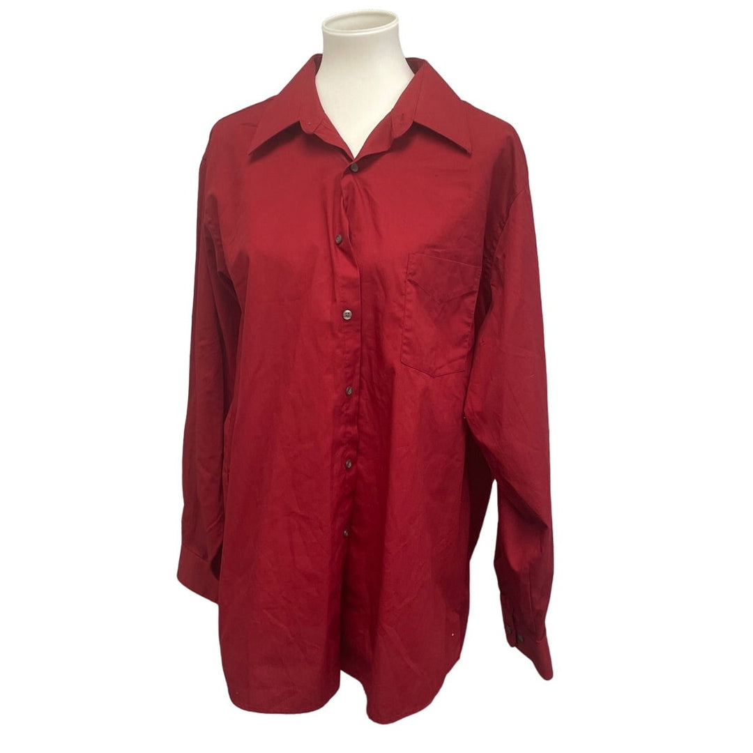 Van Heusen Mens XL PolyCotton Long Sleeve Button Up Shirt w Front Pocket