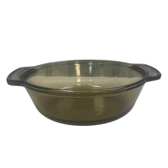 Vintage Anchor Hocking Smoky Brown Glass 2 QT Mircowave Safe Casserole Dish
