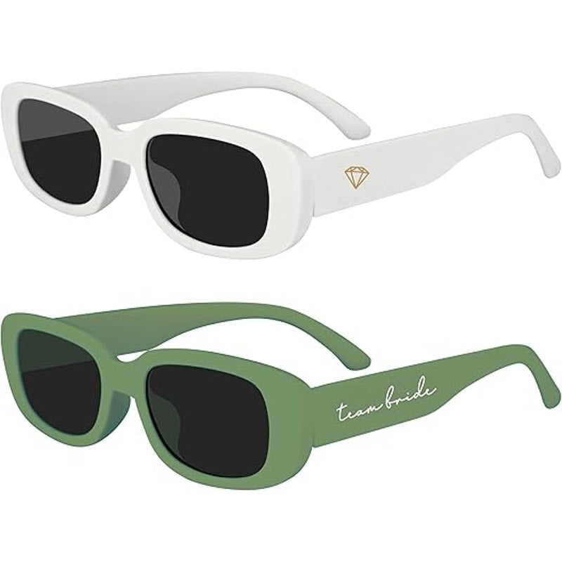 New LotsBuyLots 9 Pack Team Bride Green White Retro Rectangle Plastic Sunglasses