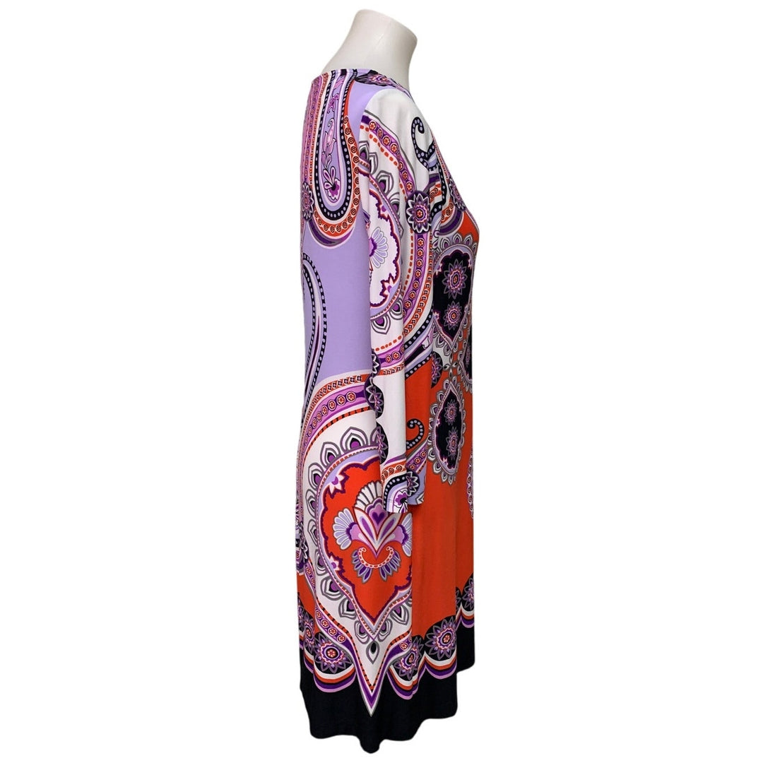 Donna Morgan Womens Size 6 PolySpandex Floral Mandala Long Sleeve Sheath Dress