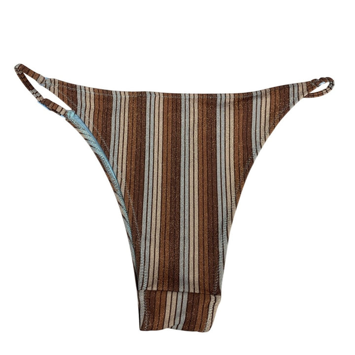 New Aerie Womens Small Sparkle Striped Adjustable Cheeky Bikini Bottom ONLY