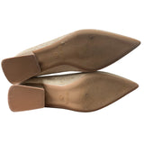 Dream Pairs Womens Size 9 Gold Glitter Pointy Toe 1.5" Chunk Heel Slide On Shoes