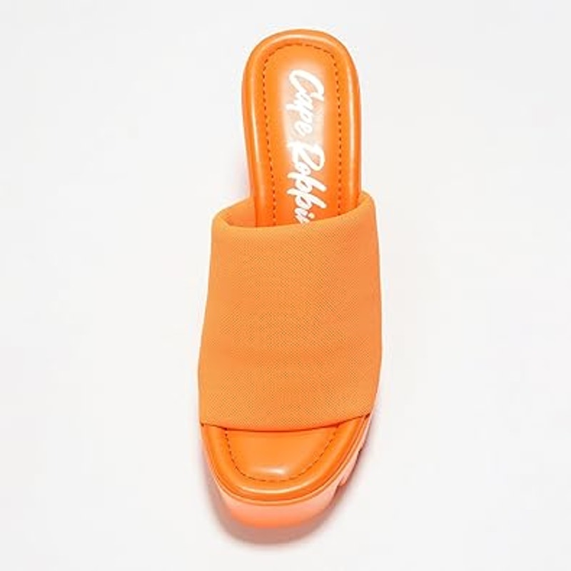 Cape Robbin Womens Size 6 Orange Open Toe 4.25" Platform Heel Slide On Shoes
