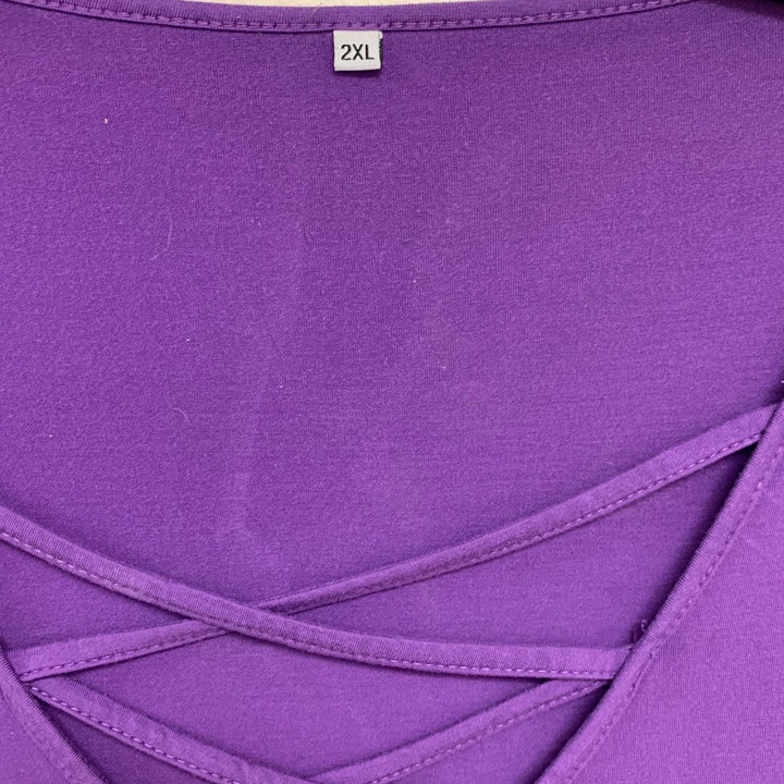 2 Womens 2XL Rayon Blend Long Sleeve Criss Cross V Neck Tee Shirts Tops
