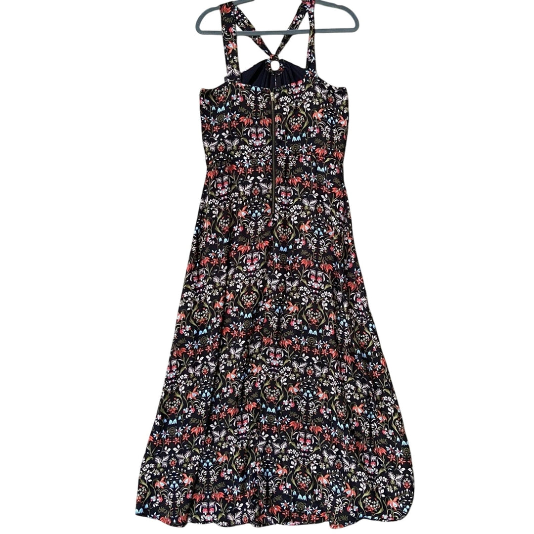 New Material Girl Juniors Large Thin Strap Floral Back Zip Maxi Overlay Romper