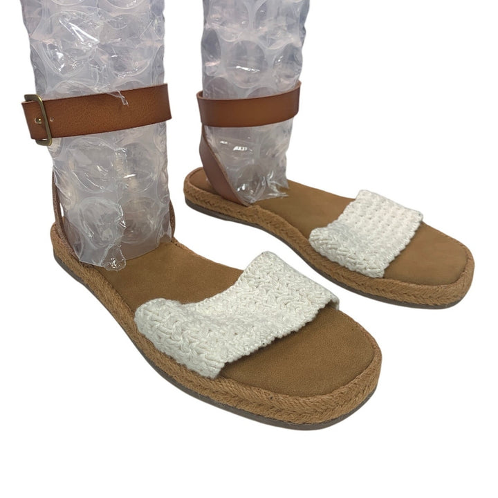 New American Eagle Womens US Size 8 Espadrille Ankle Wrap Faux Leather Sandals