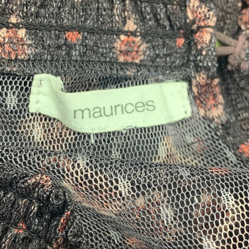 Maurices Womens Large 100% Polyester Long Sleeve Sheer Rose Floral Top