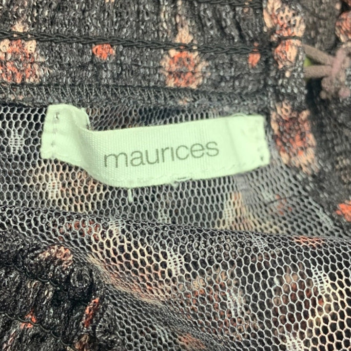 Maurices Womens Large 100% Polyester Long Sleeve Sheer Rose Floral Top