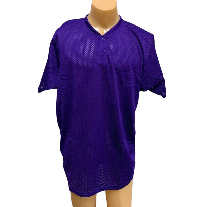 New Tag Team Uniforms Adult Large Purple Lightweight Mesh Button Baseball Shirt