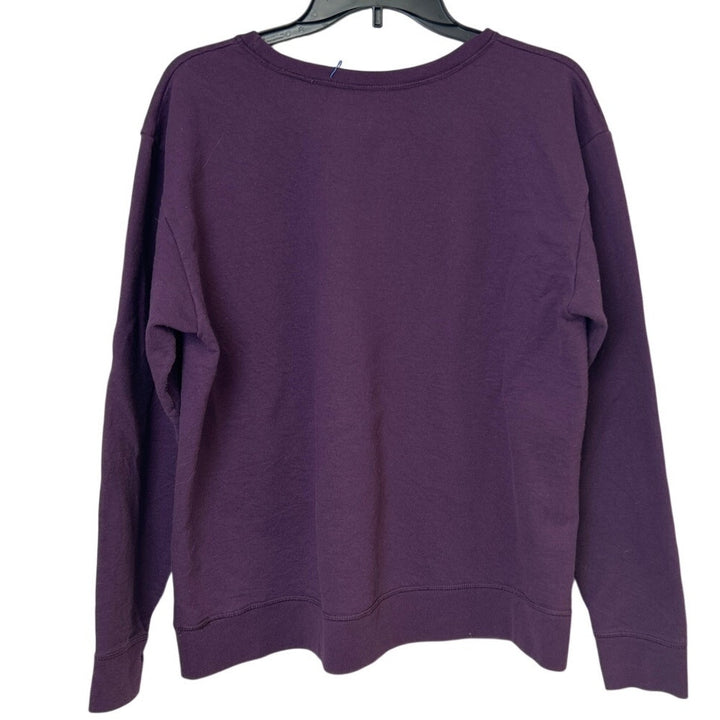 Upcycled Hand Printed Womens XL Woodland Owl Bird Long Sleeve Sweatshirt