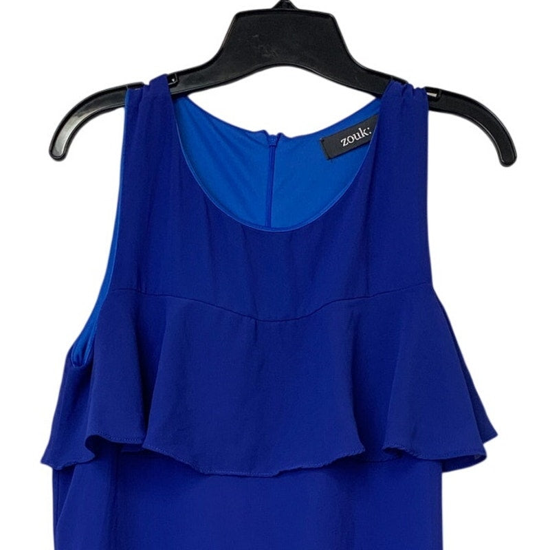 Zouk Womens Medium Royal Blue Sleeveless Back Zip Scoop Neck Sheath Dress