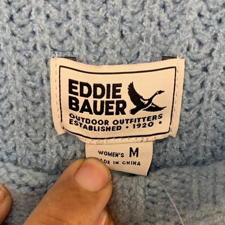 NWT New Eddie Bauer Womens Medium Blue WR Alpine Route Essentials Knit Sweater
