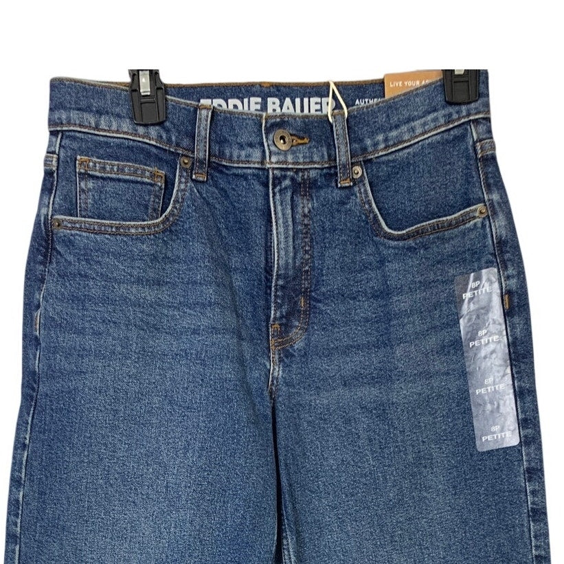 New Eddie Bauer Women Indigo Blue Authentic Voyager Everyday Crop HighRise Jeans