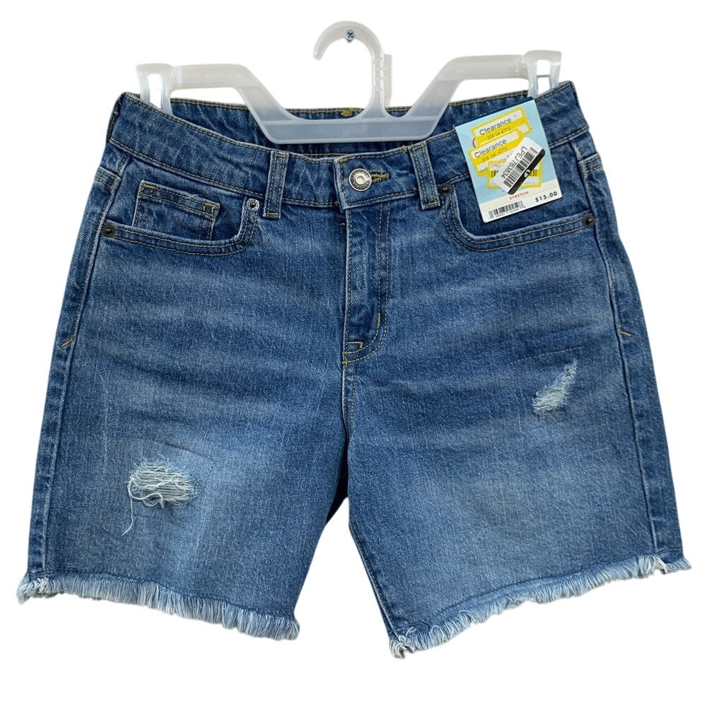 New Cat &amp; Jack Kids Large 10/12 Adjustable Waist Distressed Denim Jean Shorts