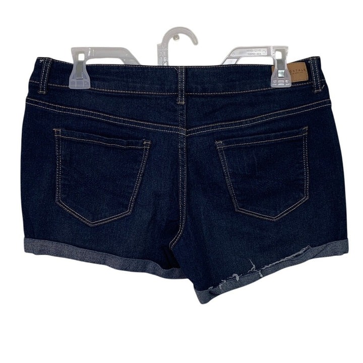 Aeropostale Womens Size 6 Midi Cutoff Dark Wash Stretch Denim Jean Short Shorts