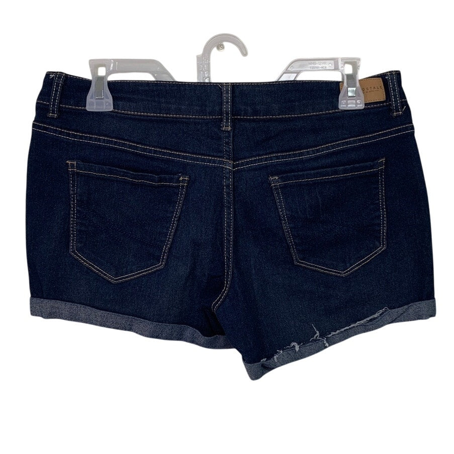 Aeropostale Womens Size 8 Midi Cutoff Dark Wash Stretch Denim Jean Short Shorts