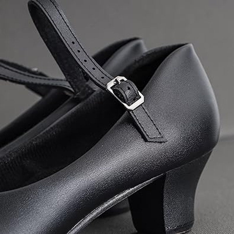 Arcliber Womens Size 8.5 Black Faux Leather 2" Heel Round Toe Stage Dance Shoes