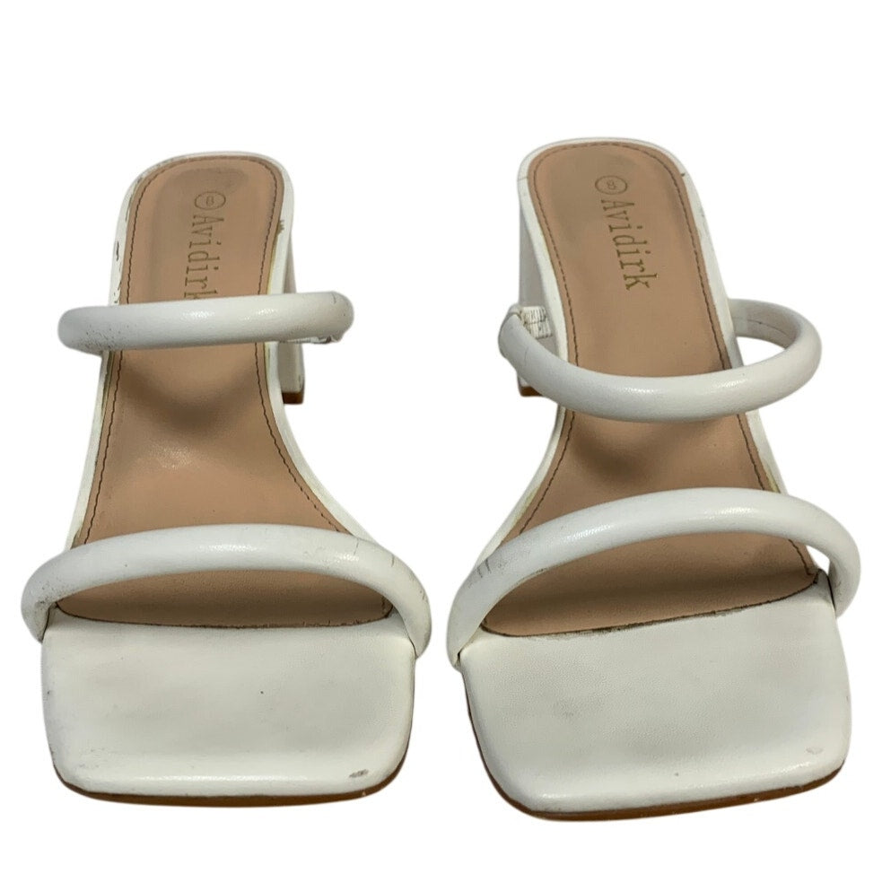 Avidirk Womens Size 8 White 3" Chunky Heel Open Square Toe Backless Shoes