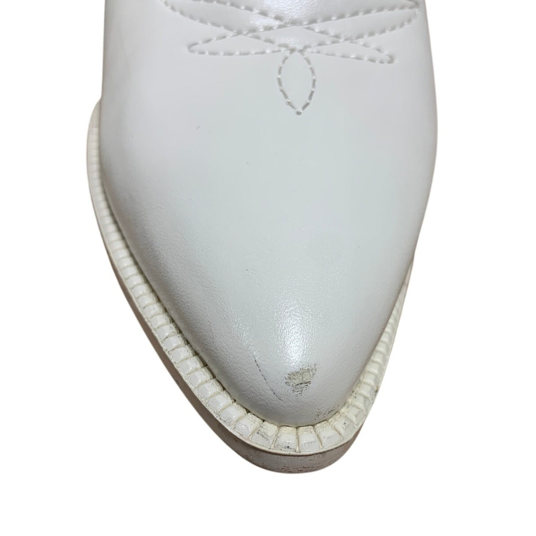 Isnom Womens Size 9 White Faux Leather 4" Heel Knee High Cowboy Western Boots