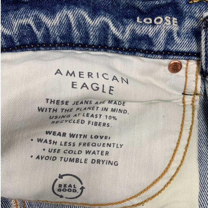 New American Eagle Womens Size 12 Easyflex Loose Distressed Denim Blue Jeans