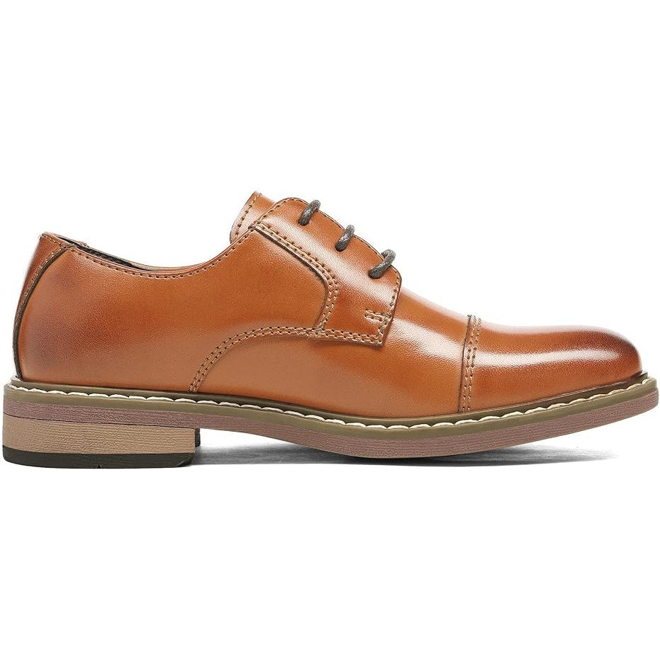 Bruno Marc Little Boys Size 2 Brown Faux Leather Lace Up Oxford Formal Shoes