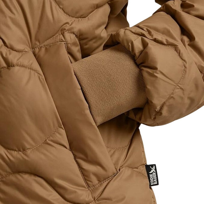 New Eddie Bauer Womens XL Gold Camel Shaw 650 FP Down Puffer Bomber Jacket