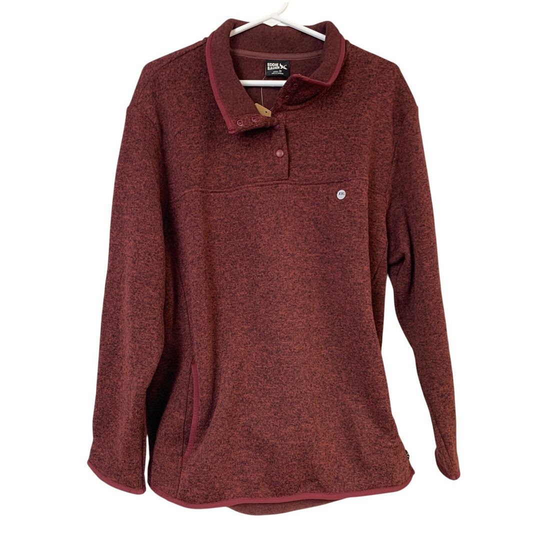New Eddie Bauer Womens Size 2X Black Cherry Radiator 2.0 Snap Mock Neck Shirt