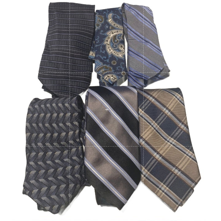 6 Silver Blue Gray Striped Floral Geometric Vintage &amp; Modern Mens Neck Ties