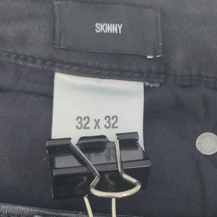 Express Mens 32x32 Stretch Cotton Spandex Black Skinny Denim Jeans