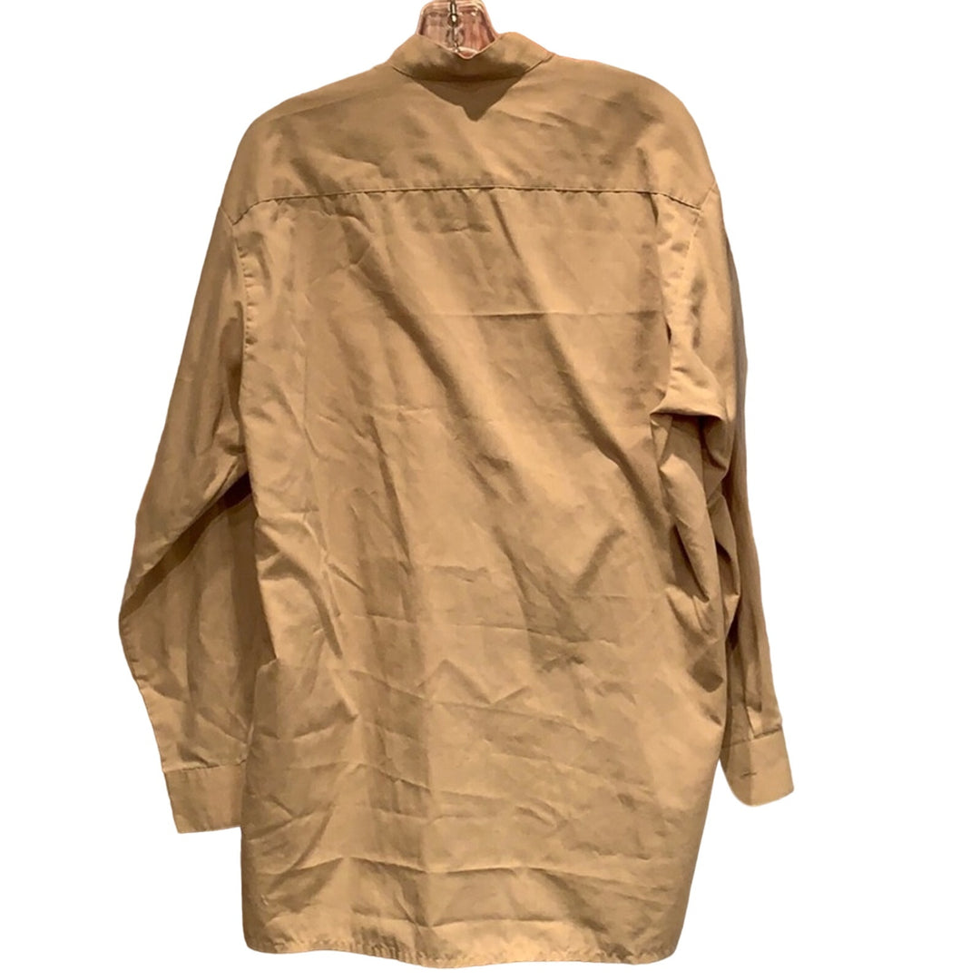 Fortino Landi 16-16.5  34-35 Tan Mens Button Down Cotton Blend Long Sleeve Shirt