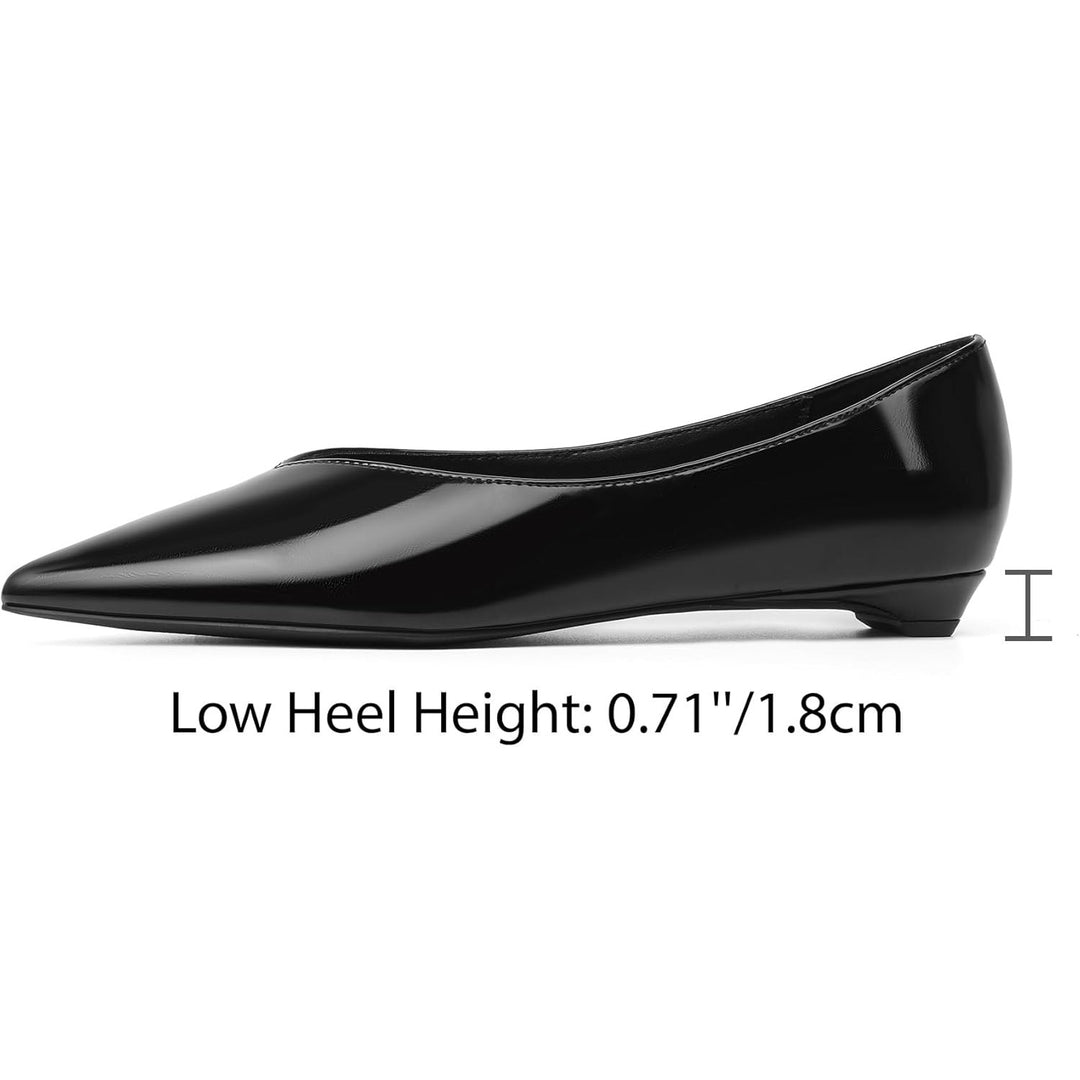 Reitoye Womens Size 8.5 Shiny Black Low Heel Slide On Pointed Toe Flats Shoes