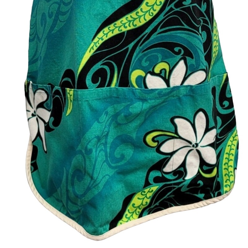 Local Design Made In Hawaii Womens Reversible Floral Craft Apron w Pockets