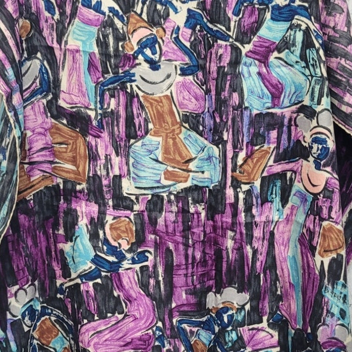 Vintage Artistic Dancing Women w Fans Abstract Art Fashion Scarf