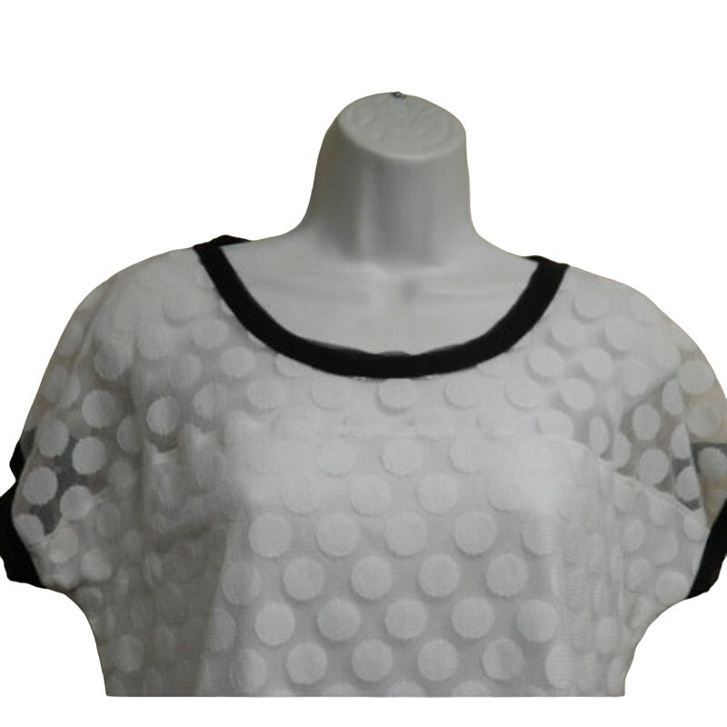 Ann Taylor Womens Medium Cream Sheer Polka Dot Fully Lined Overlay Top Blouse
