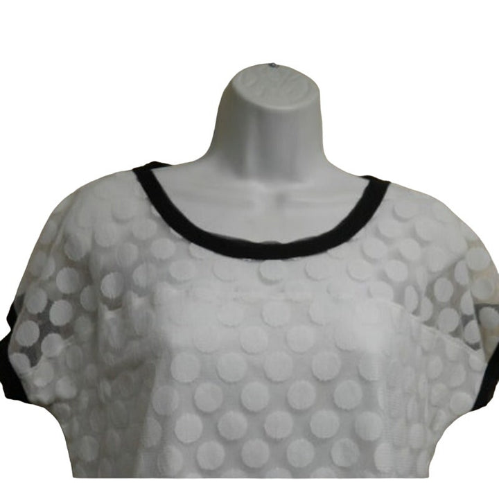 Ann Taylor Womens Medium Cream Sheer Polka Dot Fully Lined Overlay Top Blouse