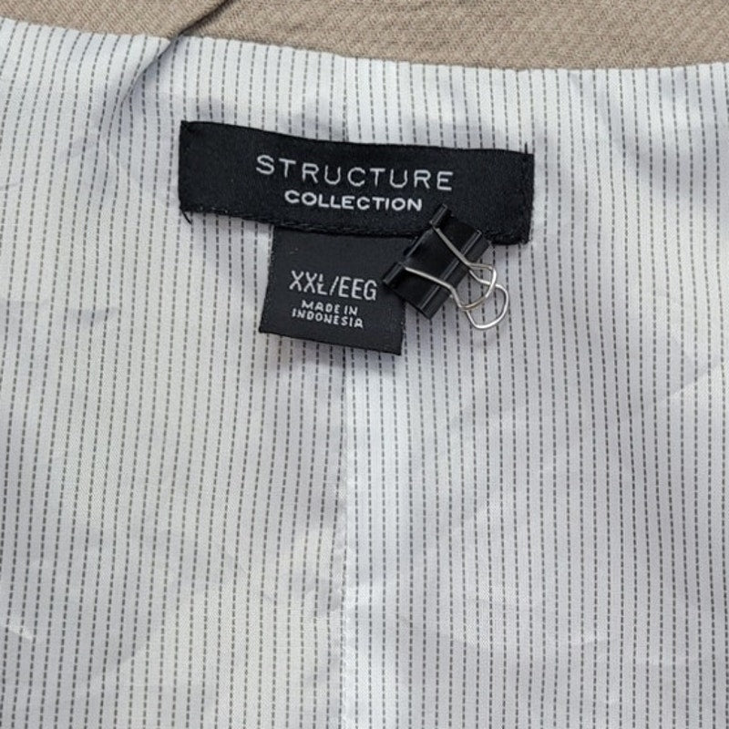 Structure Collection Mens XXL Lined Button Down Sleeveless Cotton Blend Vest