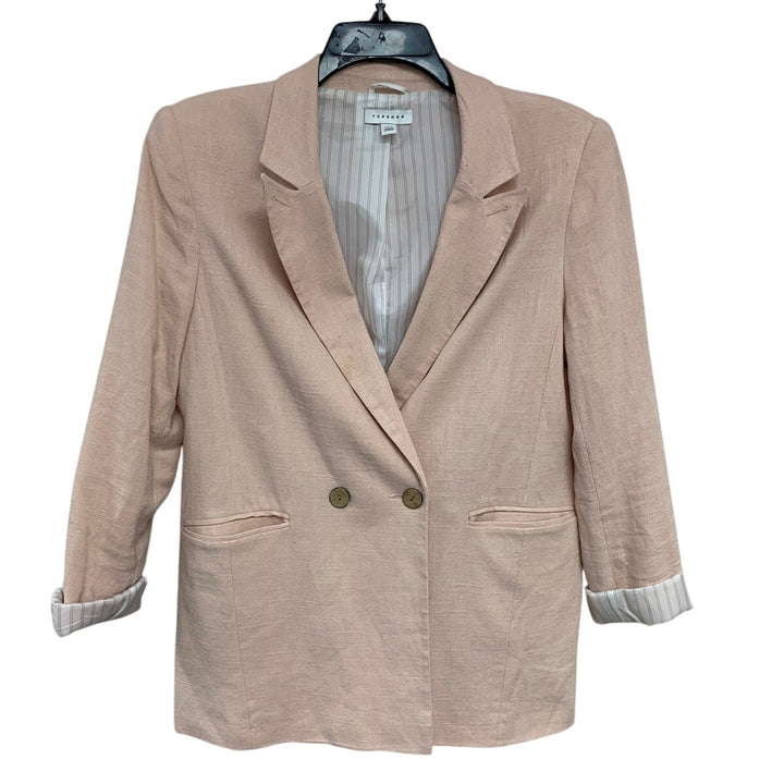 TopShop Womens Size 8 Long Sleeve Button Up Padded Shoulder Blazer w Pockets