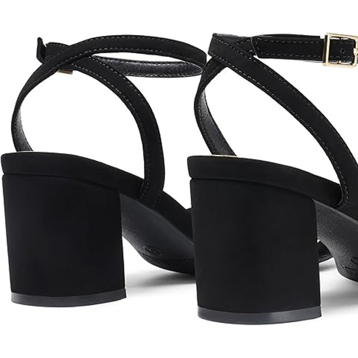 Dream Pairs Womens Size 6.5 Black 2.5" Chunky Strappy Open Toe Heel Sandals