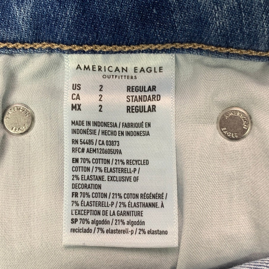 New American Eagle Womens Size 2 Next Level Stretch Capri Denim Blue Jeans